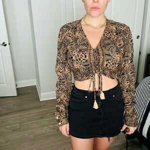 Paisley Print Crop Top